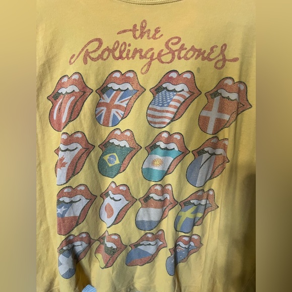 The Rolling Stones yellow flags graphic tee America eagle tongue tshirt - Picture 3 of 5